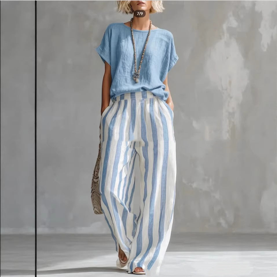 women's pants - Short-sleeved Trousers Suit Summer Fashion