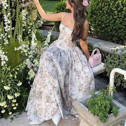 Sexy Printed Strapless Dress Summer Fitted Backless Long Dress Elegant High-End Style Beautiful Summer Dress