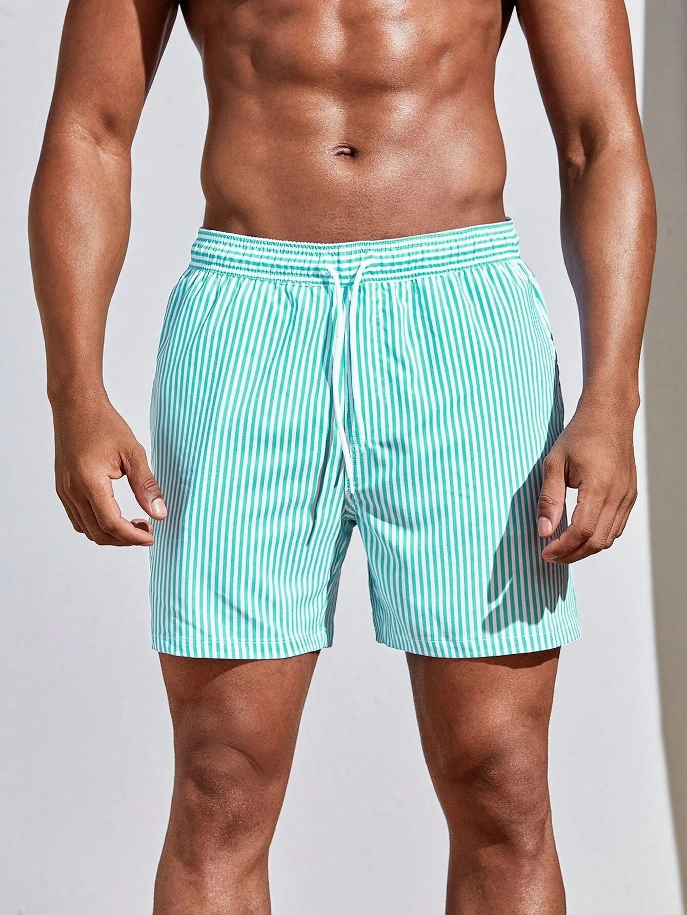 men's shorts - Men's 3D Striped Print Shorts Summer Casual