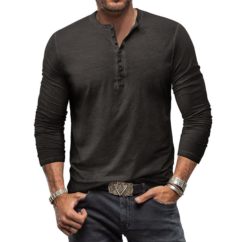 women's shirts - Button Washed Old V-neck Men's T-shirt