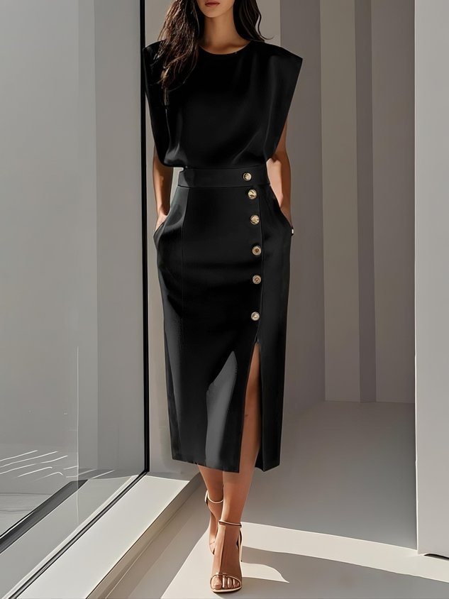 women's dresses - Women's Summer Split Dress With Buttons