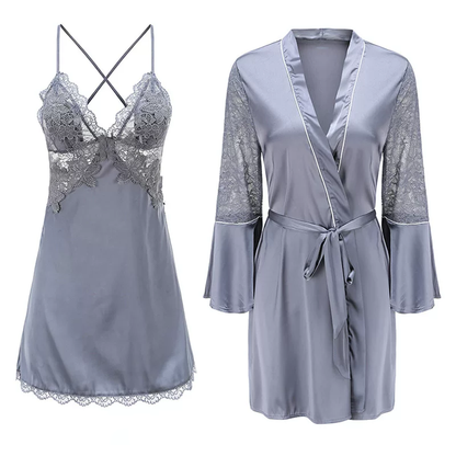 Large size sexy pajamas for women, summer fat, 200 pounds lace, hot and high-end, new ice silk suspender nightgown, loose fit