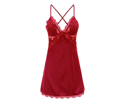 Large size sexy pajamas for women, summer fat, 200 pounds lace, hot and high-end, new ice silk suspender nightgown, loose fit
