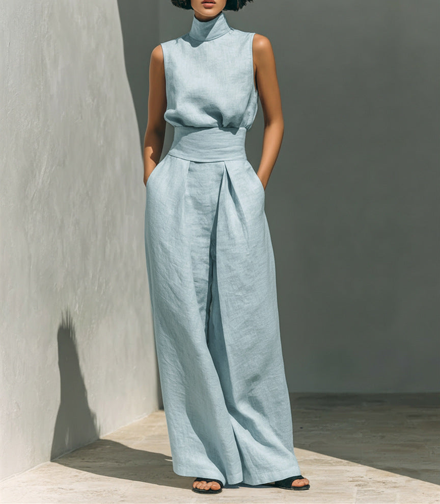 women's pants - Casual Sleeveless Suit Summer Stand-up Col