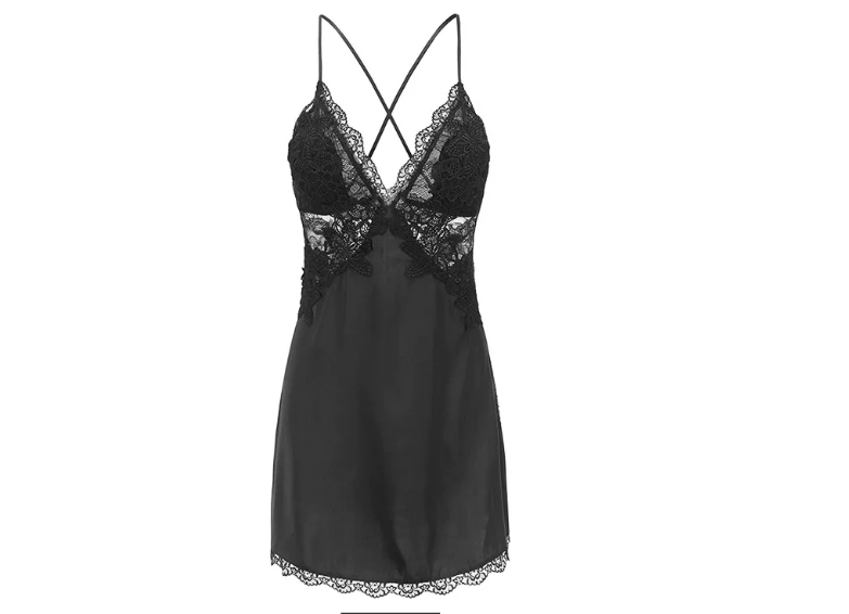 Large size sexy pajamas for women, summer fat, 200 pounds lace, hot and high-end, new ice silk suspender nightgown, loose fit
