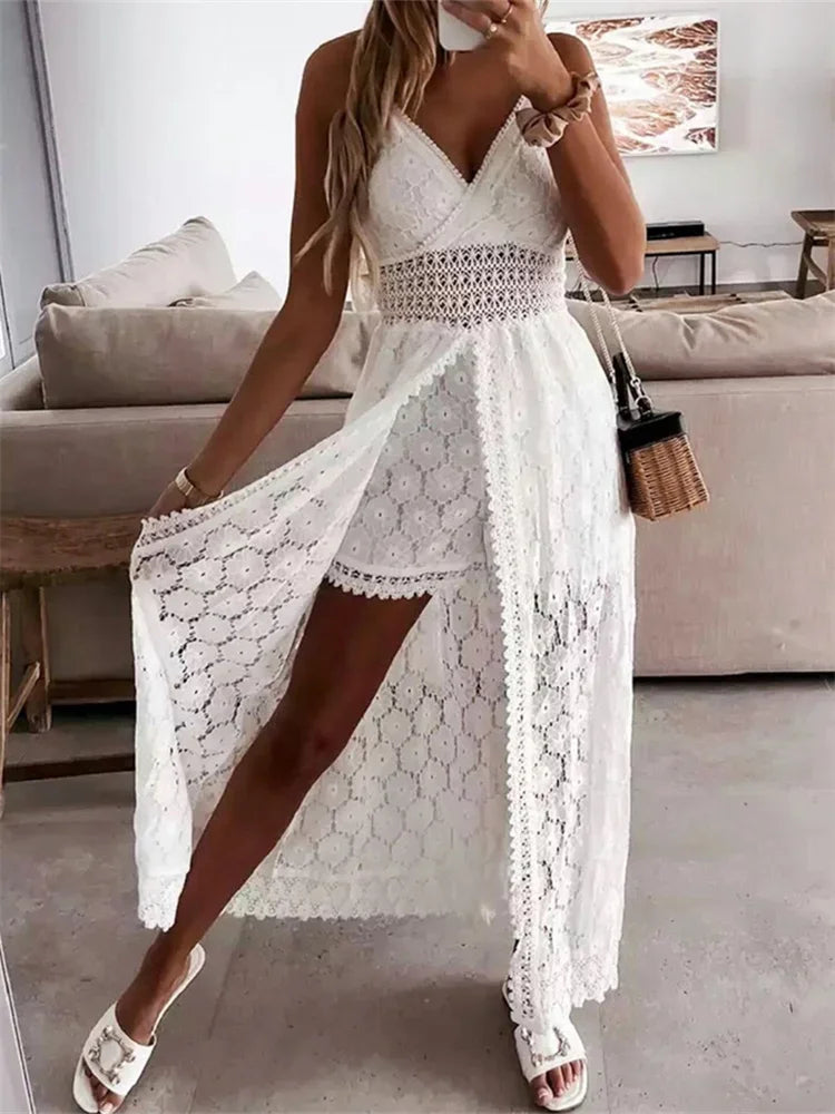 Women’s Lace Bodysuit – Sleeveless Hollow Out One-Piece